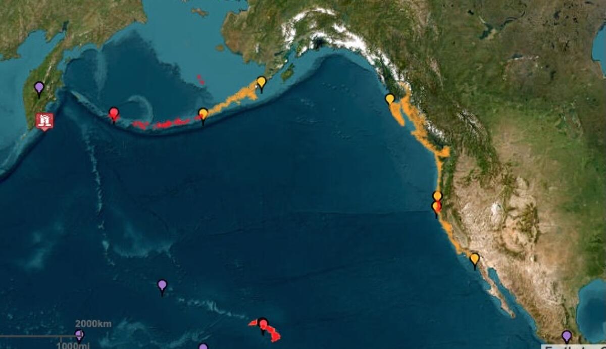 Aviso inicial de tsunami para la costa oeste el martes por la noche.